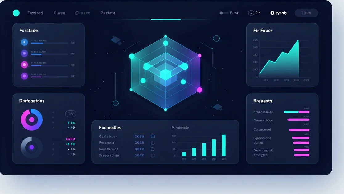 Futuristic digital UI render of a glassmorphism panel with glowin