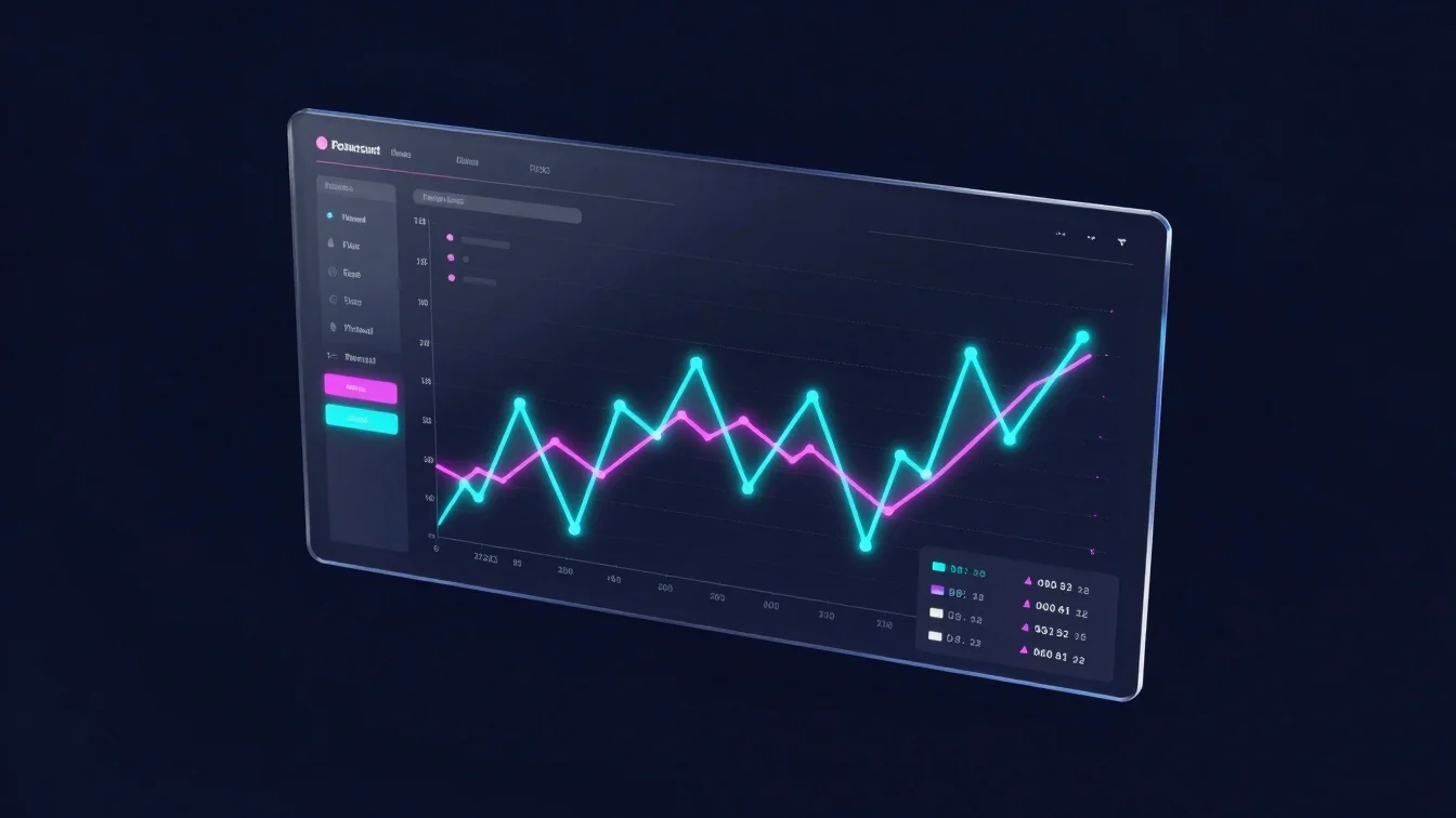 Futuristic digital UI render of a dynamic live analytics graph wi